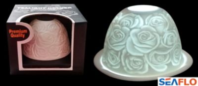 x50 - BRAND NEW Beautifully Designed White Porcelain Candle Holders. Illuminates a Beautiful Rose