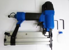 Nail Gun 2-IN-1 magazine design, shoots both 18 Ga. Brads and 18 Ga. Staples.