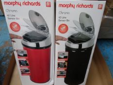 2 x Morphy Richards Sensor bins. 42 Liter. 1 x Red, 1 x Black. Unchecked/Untested boxed customer