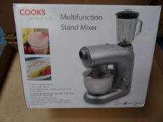 1 x Cooks professional Large multi function stand mixer. Boxed. RRP £160. In black. Unchecked,