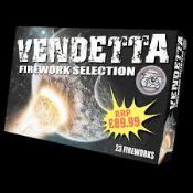 1 x Vandetta 23 Piece Firework selection box. Brand new and Sealed. Includes: Repeaters, rockets,