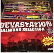 1 x DEVASTATION ULTIMATE SELECTION BOX BY BRITISH BULLDOG FIREWORK COMPANY. 31 PIECES, MANY LARGE