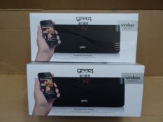 2 x Gear 4 House Party Rise Wireless Bluetooth stereo speaker with alarm clock radio. Unchecked/