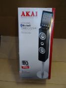 1 x Akai 2.1 Channel Bluetooth Tower System. Suitable for all bluetooth devices. iPod, iPad,