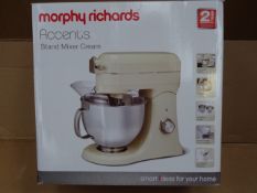 1 x Morphy Richards Accentss Stand Mixer in Cream. Powerful motor, 10 speeds, 2 mixing bowls.
