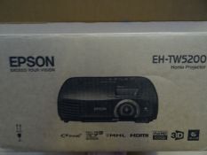 1 x Epson EH-TW5200 home projector. C2 Fine, HDMI, Full 1080P HD, MHL, 3D Etc. Unchecked/Untested