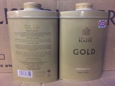 48 x English Blazer Gold DeOdorising talc 250g. 
'Shower your body with the cool exhilarating