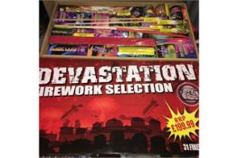 1 x DEVASTATION ULTIMATE SELECTION BOX BY BRITISH BULLDOG FIREWORK COMPANY. 31 PIECES, MANY LARGE
