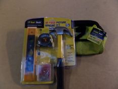 7 items to include 3 x Tool tech 48 piece picture hanging sets and 4 x Tool tech tool bags. Brand