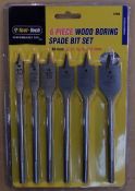 17 x Tool tech 6 piece wood boring spade bit set. Bit sizes: 10, 12, 16, 18, 20, 25MM. Brand new and