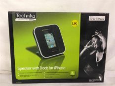 1 x Technika IPhone/IPod speaker with dock. Brand new and boxed. Total RRP £30!