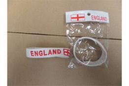 120 x Packs of england wristbands. New and Sealed. RRP £120