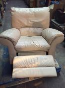 Original Natuzzi Italian Leather swivel and recliner armchair