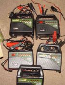 5x 4 and 6amp battery chargers, sold as is as no way of checking them No vat will post at£12