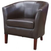 2 x New Brown Faux Leather Commercial Tub Chairs