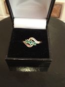 9ct gold diamonds & emeralds ring