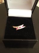 9ct white gold diamonds & ruby's ring