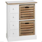 NEW Hampshire White and Distressed Wood Storage Unit 6 Drawer Chest, White. Product code13710.
