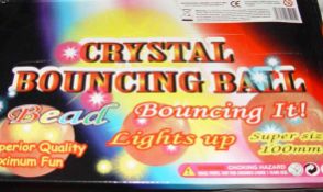 3 boxes 6 in each box of large crystal bouncing balls. Rrp circa £6.99 each No vat, can post at £15