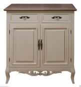 NEW 2 Drawer 2 Door Living Room Sideboard, French Country Style Antique Cream ZJW014 RRP £253. The