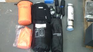 Assorted Brand new and return camping items as pictured includes sleeping bags / inflatable mats /