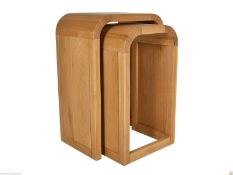 NEW Blue Bone Designer Nest of 2 Lamp Tables, Solid Oak RRP £260 Product code OLN53 New & boxed