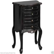 NEW Noir Black Shabby Chic Rococo 4 Drawer Chest, Distressed Finish MPN 13553 RRP £246 New & perfect