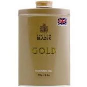 1 x Pallet to contain 480 x English Blazer Gold DeOdorising talc 250g. 'Shower your body with the