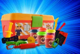 24 x Fireman sam - Sams Dough activity toolkit box. Includes: 1 x tool box, 1 x Extruder, 2 x