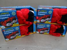 12 x Brite Power Lady Bird Animated Kids Slippers. 'Lady bird will flap it's wings  when you walk