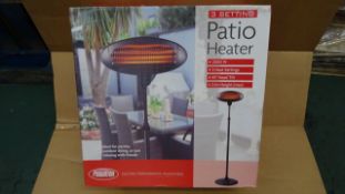 1 x Powatron 3 Setting Patio Heater. 2000W, 3 Heat settings, Head tilt, 2.1m max Height. Approx