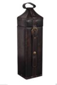 Equestrian Wine Carrier, Embossed Faux Leather, Brown New & perfect stock