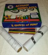 1 box containing 24 x Chelsea Football club Jumbo activity rolls including coloured pencils