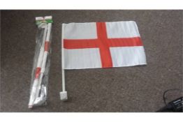 1 carton containing 240 x individually packed & header carded England car flags