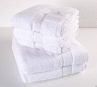 1 x Sanderson Oxford 5 Towel Set 100% Cotton 600GSM 2 Bath & 3 Hand Towels, WHITE RRP £65 BNWT