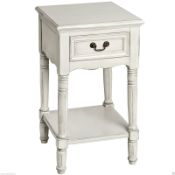 NEW BLOOMINGTON BEDSIDE TABLE

The Bloomington soft white, French Country style furniture will