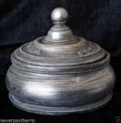5 x Hand Made Trinket Box, Silver Painted Wood - 13cm diameter New and boxed.     COLLECTION