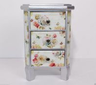 Rosebud Trinket Jewellery Box, 3 Drawer, Floral & Butterfly H26cm New & boxed