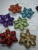 200 x Metallic-look glitter-covered Christmas star decorations each approx. 8.5 CMS X 7 CMS with a