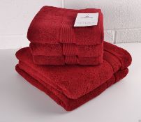 1 x Sanderson Oxford 5 Towel Set 100% Cotton 600GSM 2 Bath & 3 Hand Towels, SPICE RED RRP £65 BNWT