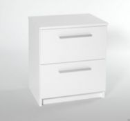 Designa 2 Drawer Bedside Cabinet in white. Strikingly simple and the straight contemporary lines