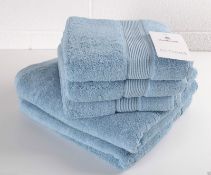 1 x Sanderson Oxford 5 Towel Set 100% Cotton 600GSM 2 Bath & 3 Hand Towels, BLUE RRP £65 BNWT