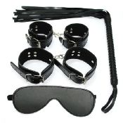 4 PCS Black Fetish Kit: with black mesh storage tie bag.