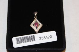 925 Ruby and Diamond Pendant.925 pin, 2.3cm x 1.4cm - No VAT on this item