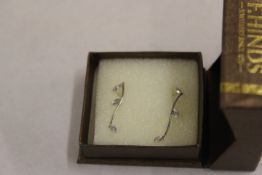 Hallmarked 9ct gold, Stamped Diamond Musical note Earrings, 2.5cm - no VAT with this item.
