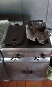 Double tank electric fryer complete with 2 large capacity baskets and lid
