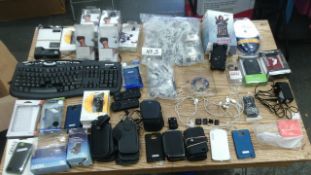 Assorted selection of mobile fone and electrical accessories new and return as pictured - large