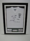 Signed 1961 Spurs Shirt with 6 Autographs. Framed and supplied with certificate of authenticity.