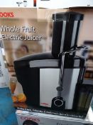 1 x Cooks Professional Whole Fruit Electric Juicer. Manufacturers RRP £129. Unchecked/Untested boxed