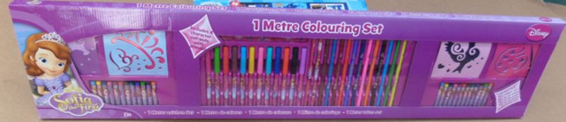 1 x Large Pallet of BRAND NEW STOCK to include 72 x Sofia the first 55 piece 1 Meter Colouring Sets,